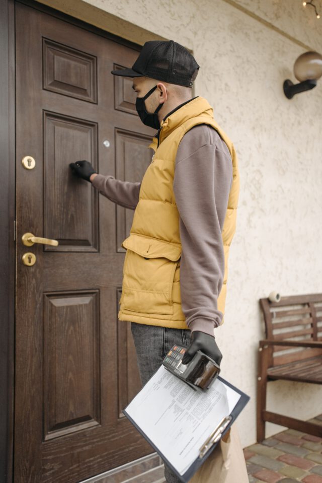 Roofer knocking on door