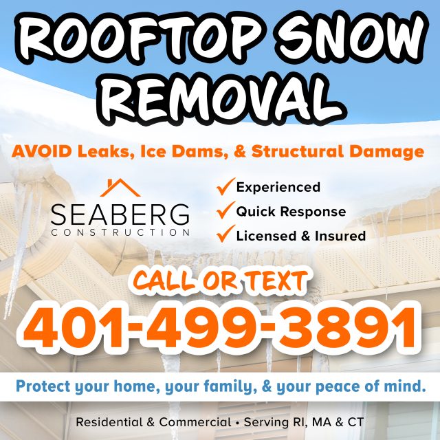 Ice dam RI, RI snow removal, roof raking RI